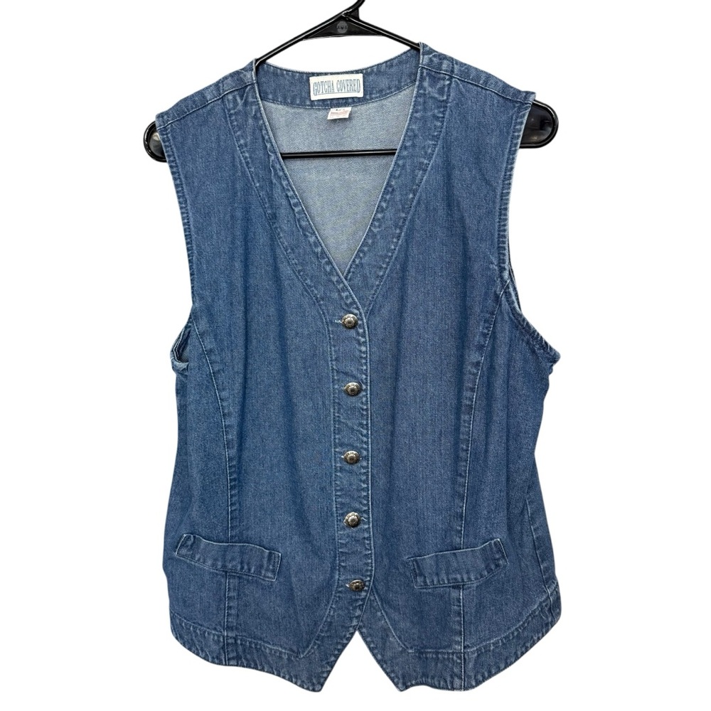 Gotcha Covered Vintage Denim Vest Size Large Made in USA‎